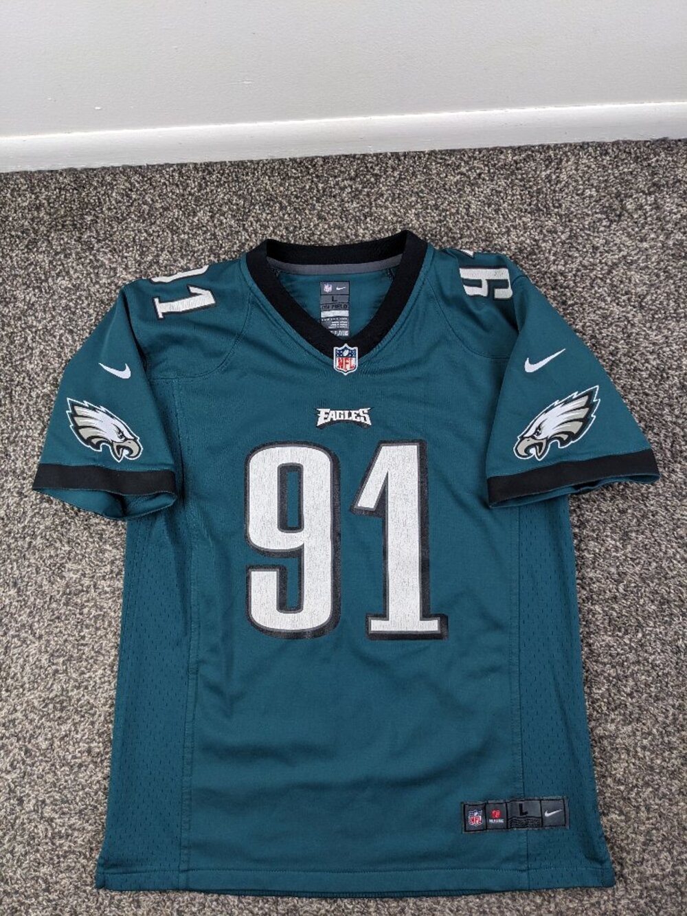 Philadelphia Eagles Fletcher Cox Jersey Nike On Field Green Youth Boys Large